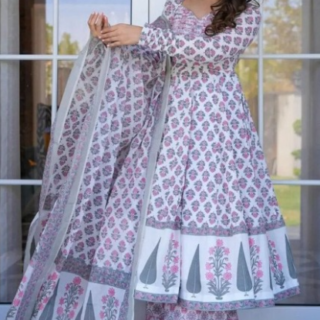 Floral Print Kurta with Pant and Dupatta