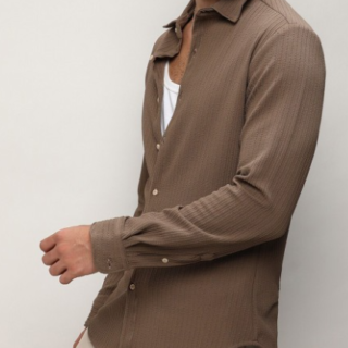 Classic Self Design Spread Collar Casual Shirt