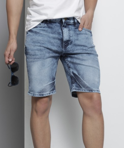 Men Blue Slim Fit Denim Shorts - Image 2