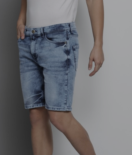 Men Blue Slim Fit Denim Shorts - Image 3