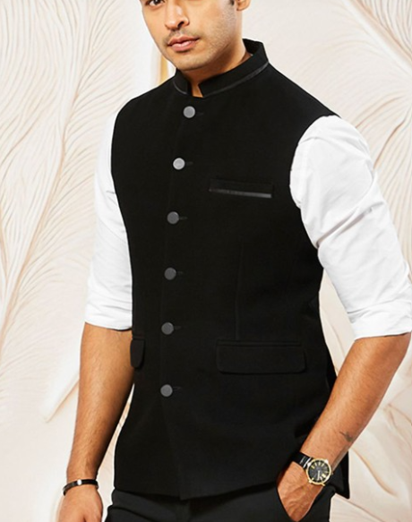 Woven Design Nehru Jacket - Image 2