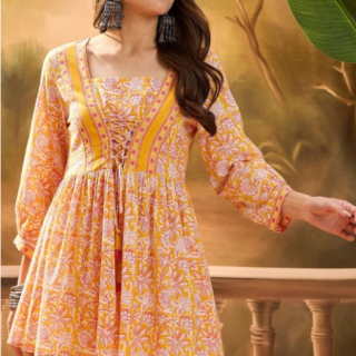 Women's Floral Printed Cotton Peplum Top