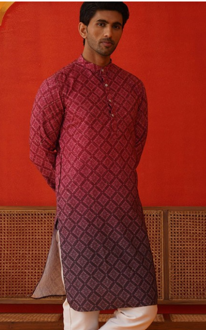 Men Floral Printed Sequinned Floral Kurta