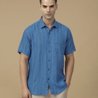 Blue Striped Half Sleeve Casual Shirt
