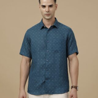 Blue Dobby Half Sleeve Casual Shirt