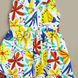 Cotton Ruffled Floral Casual Dress