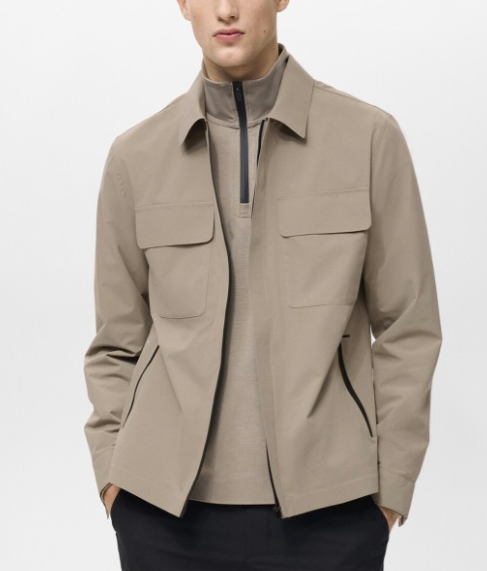 Men Water-Repellent Tailored Jacket with Pockets