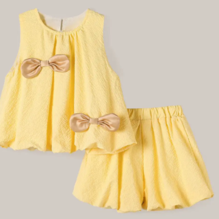 2-Pc Bow Applique Blouse & Shorts