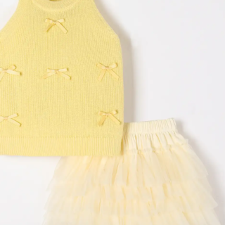 2-Pc Bow Applique Knit Skirt Set