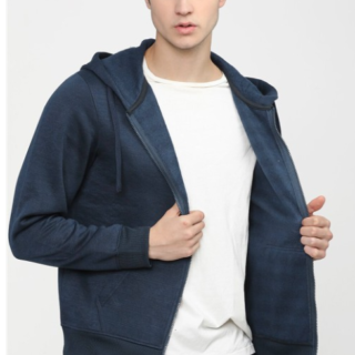 Men Navy Blue Hooded Sweatshirt