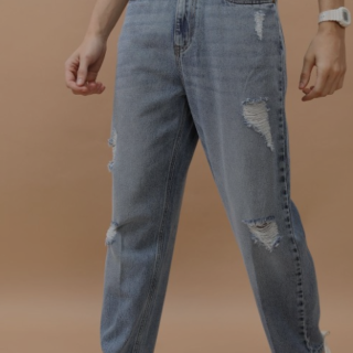 Men Relaxed Fit Highly Distressed Light Fade Jeans