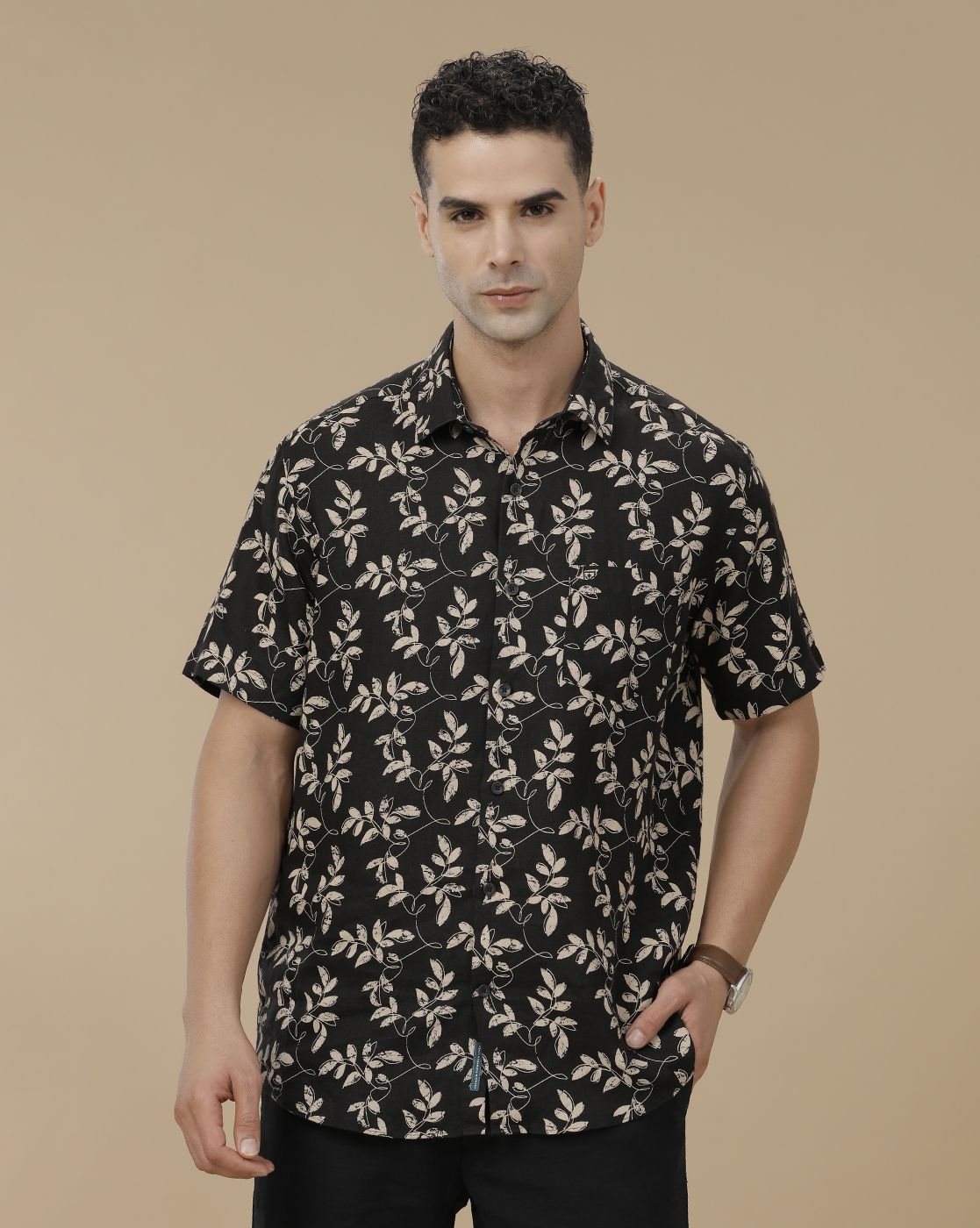 Black Printed Casual Shirt - Image 2