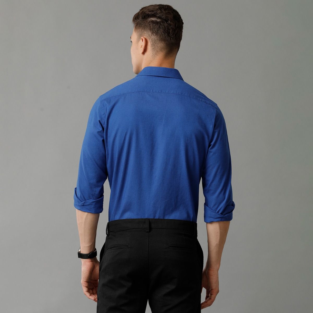 Blue Solid Full Sleeve Sleeve Casual Shirt - Image 3