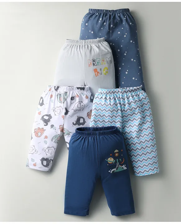 Jersey Knit Full Length Printed Lounge Pant Pack Of 5 - Multicolour