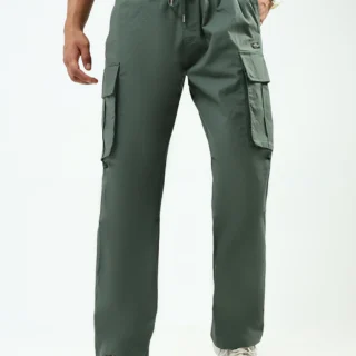 Men Green Solid Regular Fit Lower