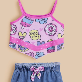 2-Pc Good Vibes Blouse & Shorts