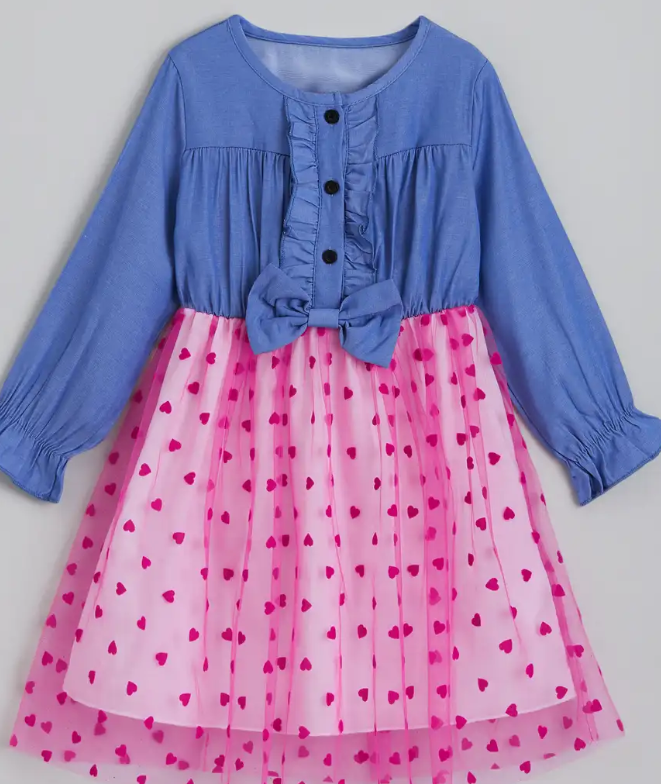 Polka Dot Bow Applique Dress - Image 2