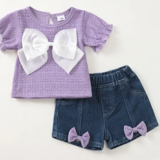 2-Pc Bow-Wrapped Blouse & Shorts