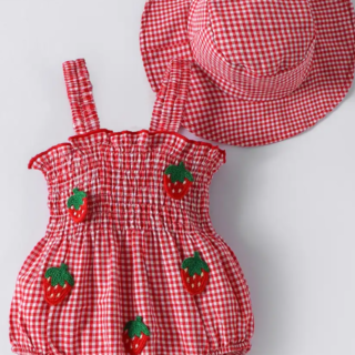 Strawberry 3D Applique Onesie
