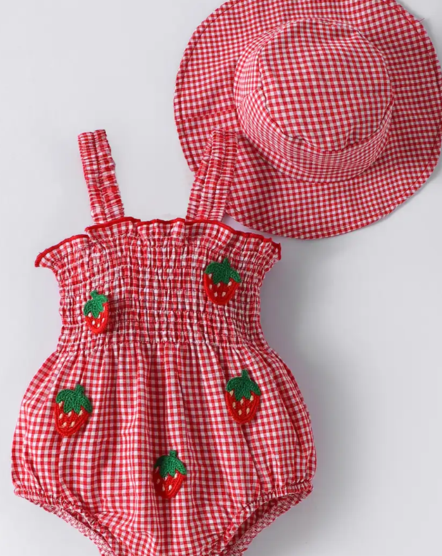 Strawberry 3D Applique Onesie