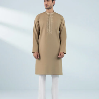 Embroidered Cotton Kurta - Slim Fit