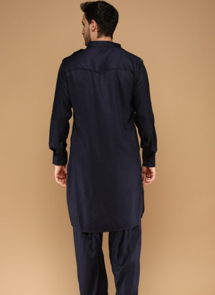 Shirt Collar Pathani Kurta With Trouser - Image 3