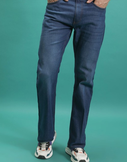 Men Straight Fit Mid-Rise Light Fade Stretchable Jeans - Image 2