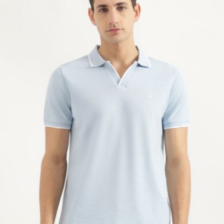 Men Solid Polo Collar Regular Fit Cotton T-shirt