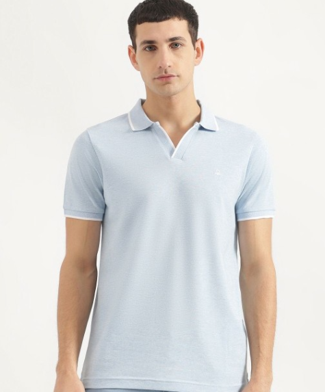 Men Solid Polo Collar Regular Fit Cotton T-shirt - Image 2
