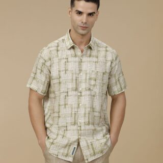 Green Printed Contemporary Fit Full Sleeve Casual Shirt