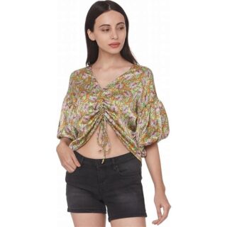 Women Leaf Print Relaxed Fit Top
