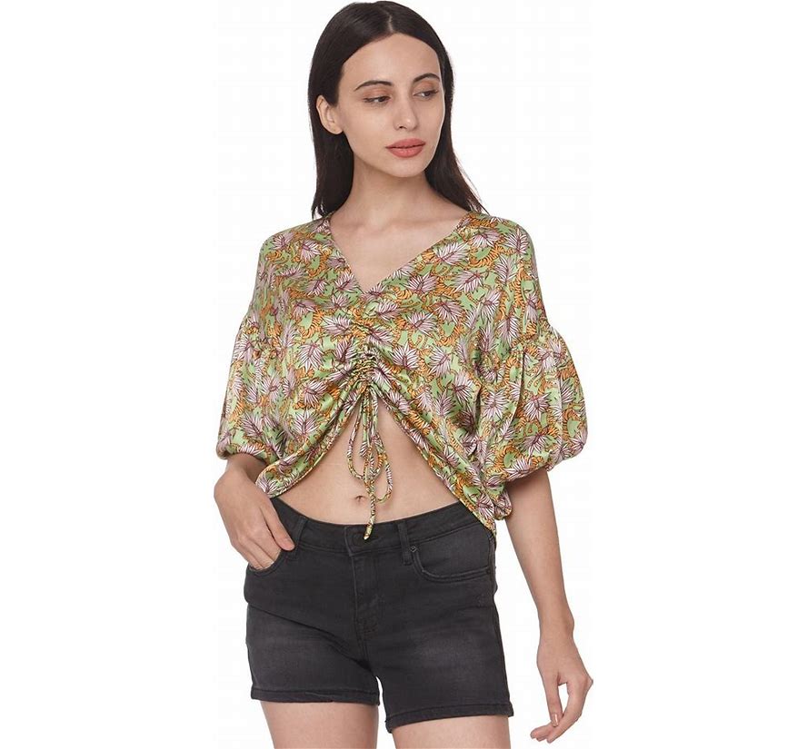 Women Leaf Print Relaxed Fit Top - Image 2