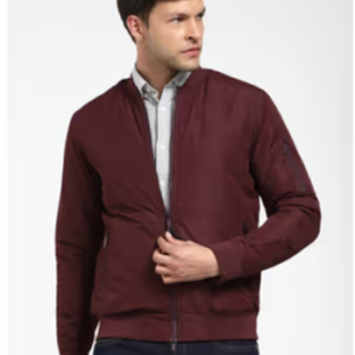 Men Solid Casual Maroon Jacket