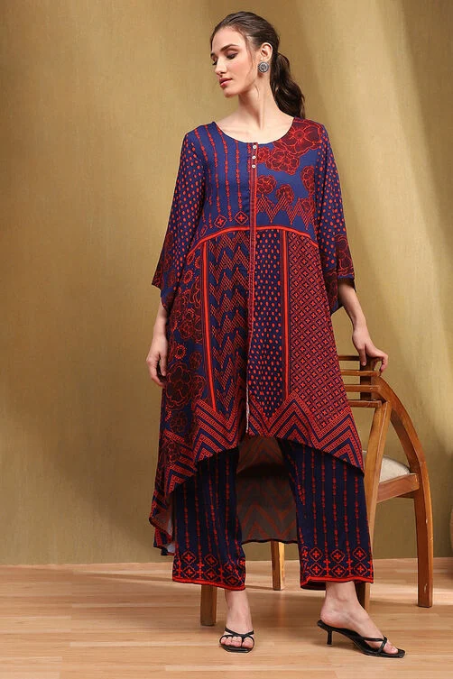 Blue Printed Kurta Set